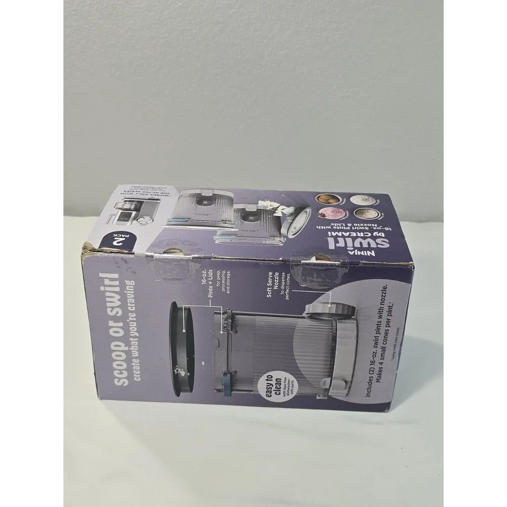 Ninja - Swirl by CREAMi Pints and Lids, 2 Pack - Grey Lids NC7000 OEM Ninja